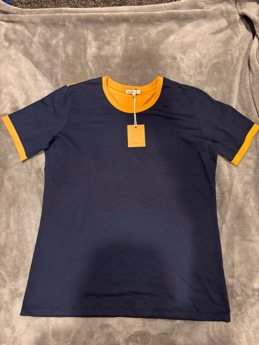 Navy and Mustard Short-Sleeve Shirt - Picture 2 of 3
